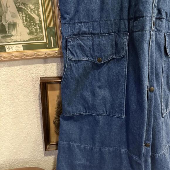 J. Peterman Horsemans 80s Duster Ranchers Coverall Jacket Equestrian Denim Large - Picture 7 of 9